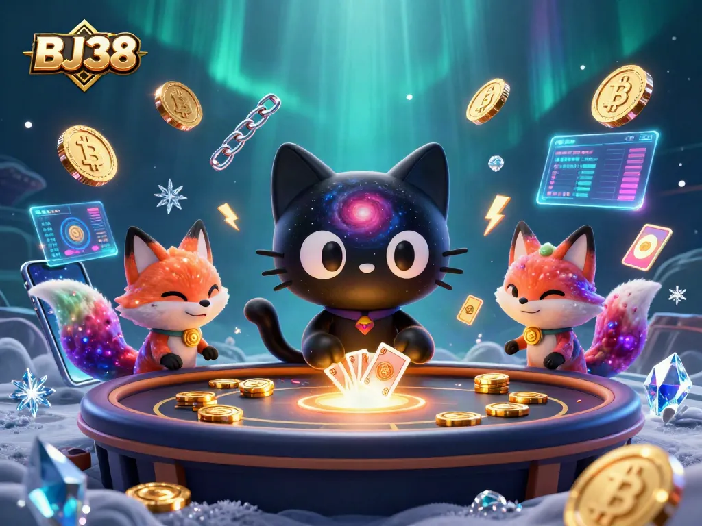 Engage and win with BJ38 in a festive cosmic casino scene filled with vibrant gaming elements.