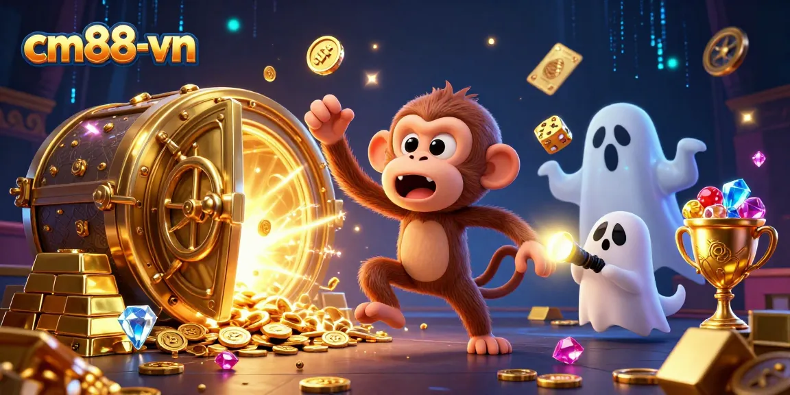Experience the excitement of cm88-vn as a mischievous ghost monkey juggles treasures in a haunted casino.