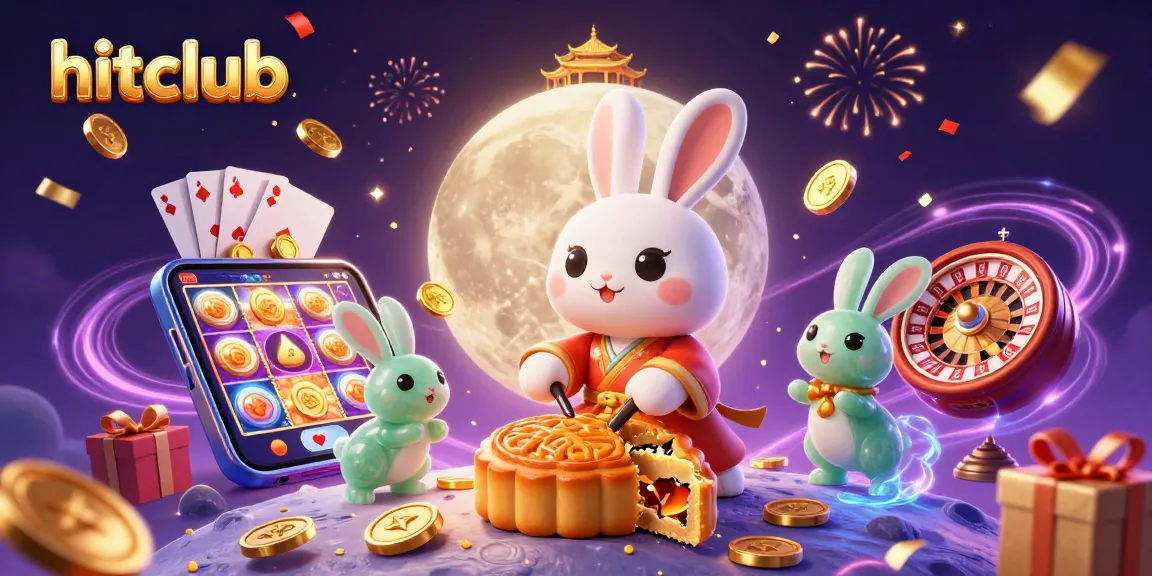Experience the exciting hitclub vibe with a vibrant 3D scene of whimsical casino elements.