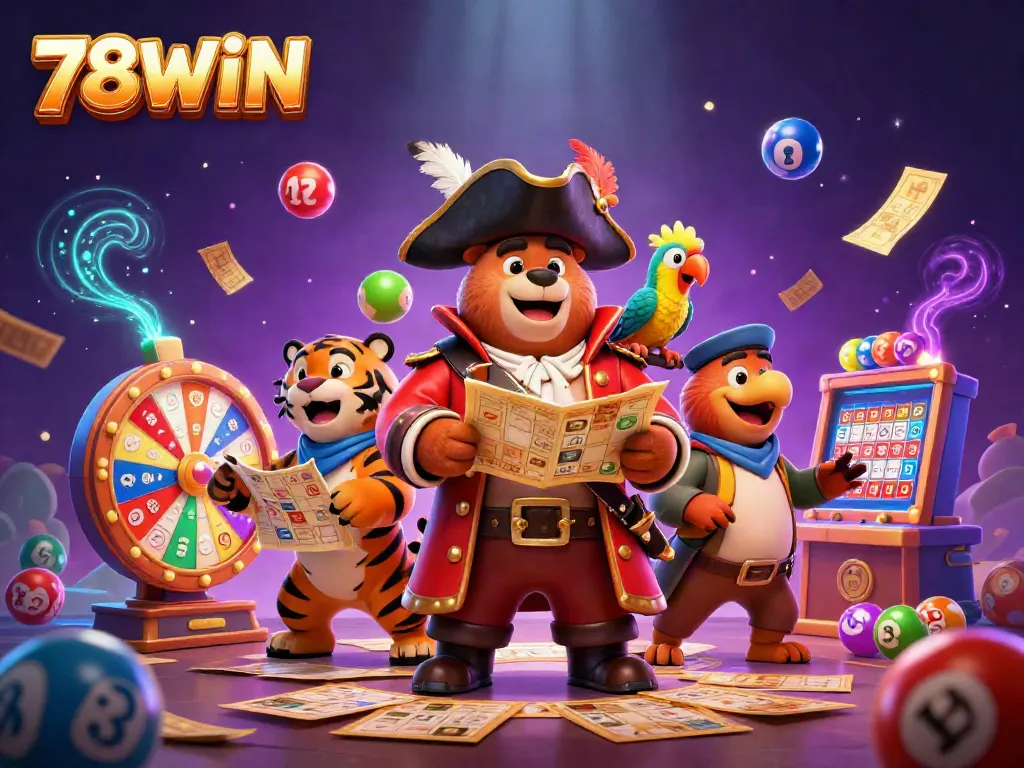 Engage in thrilling gaming experiences at 78WIN with vibrant lottery elements and a colorful atmosphere.