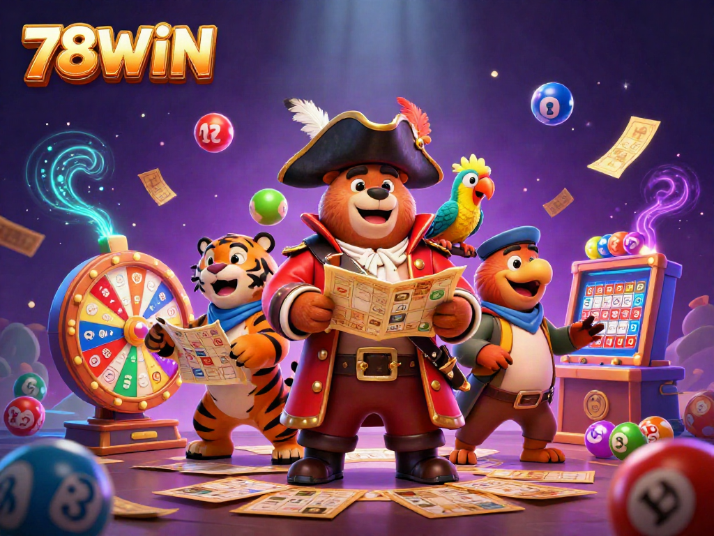 Engage in thrilling gaming experiences at 78WIN with vibrant lottery elements and a colorful atmosphere.