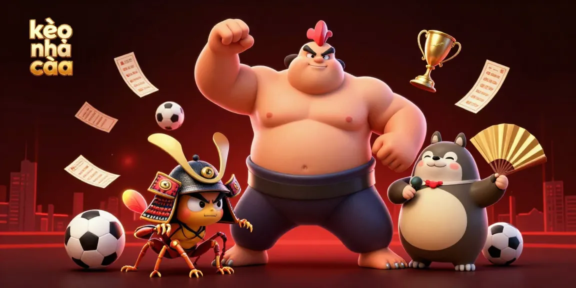 Experience kèo nhà cái sports betting action with dynamic characters in a vibrant 3D illustration.