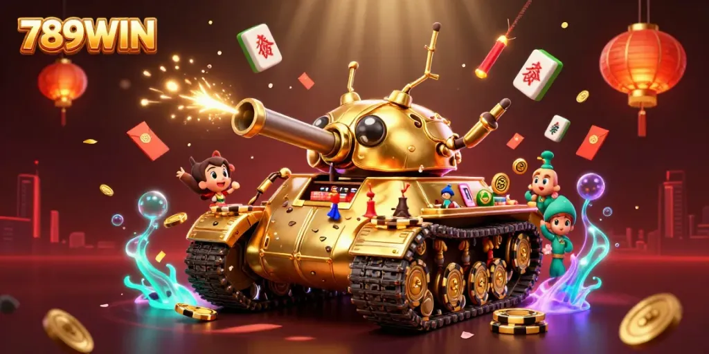 Experience thrilling gameplay with 789WIN's unique caricatured casino inspired by a golden beetle tank.