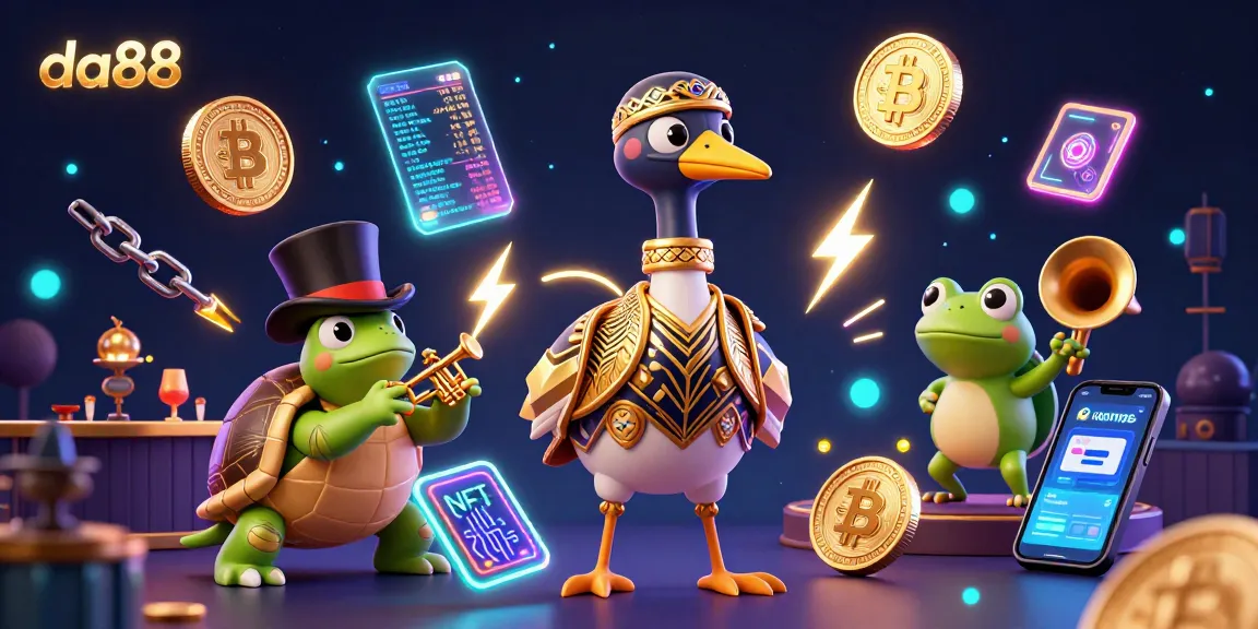 Experience the dynamic energy of a 3D scene featuring da88 with a festive speakeasy vibe full of casino elements.