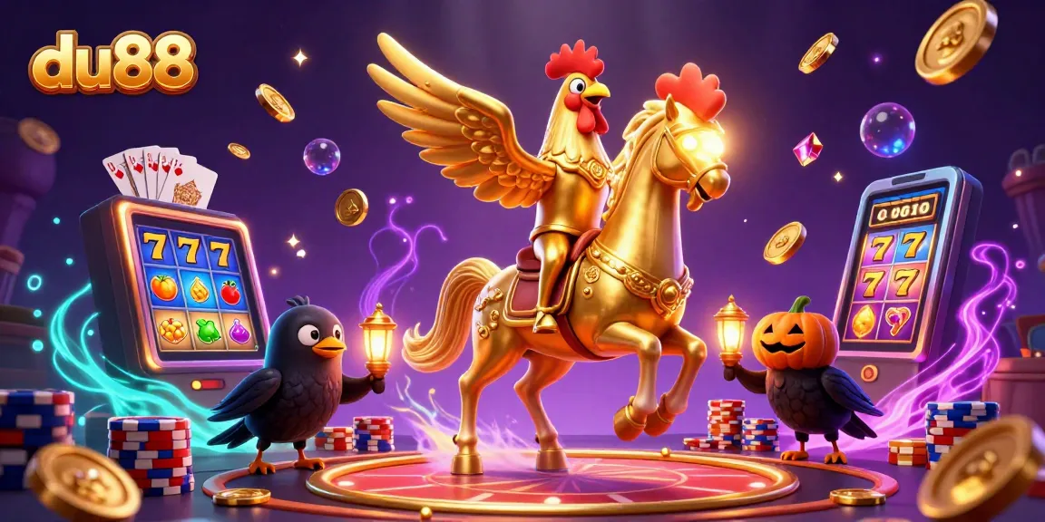 Experience the thrill of du88 slot games with golden roosters and exciting jackpots lighting up the casino.