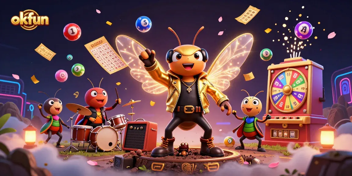 Engage with okfun gaming excitement through vibrant lottery elements and a dynamic rock star scene.