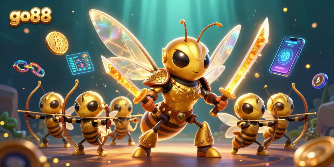 Experience go88 with dynamic characters and gambling elements in a stunning 3D illustration.