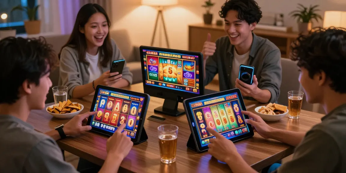 Experience the excitement of depo pulsa 10k tanpa potongan in an engaging online gaming scene with players enjoying slot games.