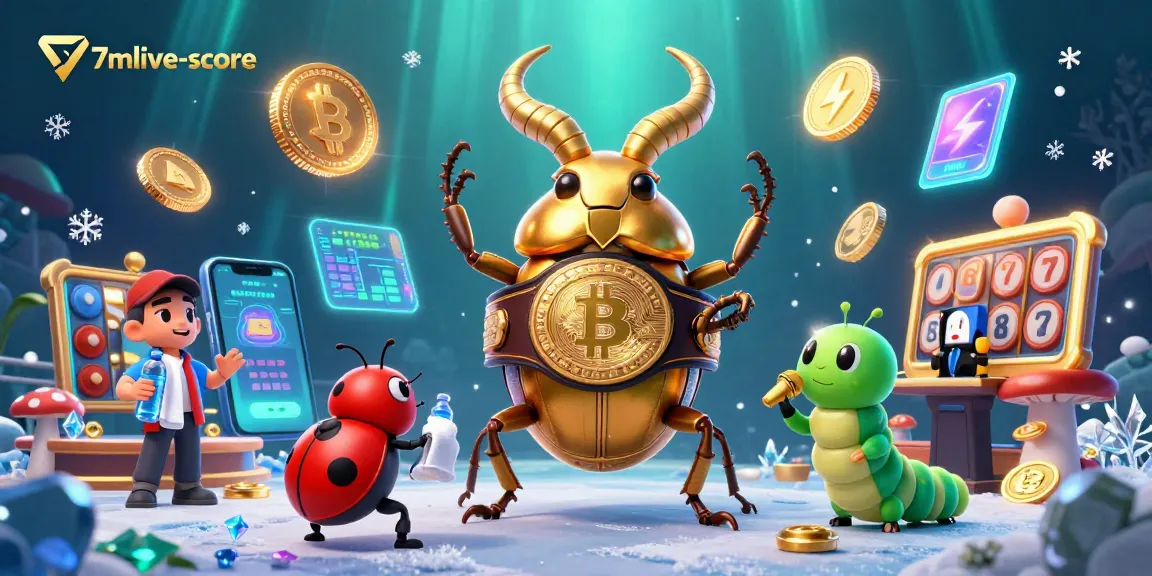 Engage in the excitement with 7mlive-score showcasing a dynamic casino scene filled with vibrant characters and cryptocurrency.