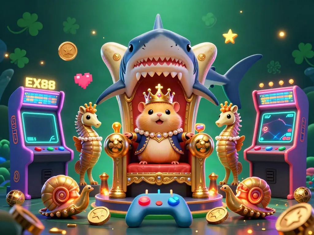 Experience the thrill of gaming with EX88 illustrated in a vibrant underwater casino world.