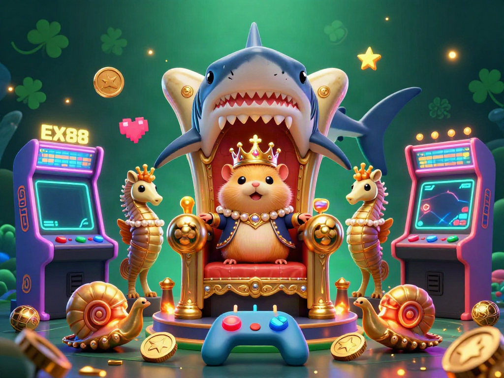 Experience the thrill of gaming with EX88 illustrated in a vibrant underwater casino world.