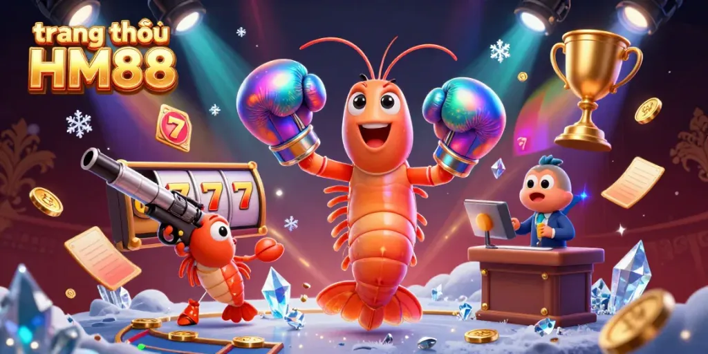 Experience the excitement at trang chủ HM88 with dynamic casino-themed characters and elements.