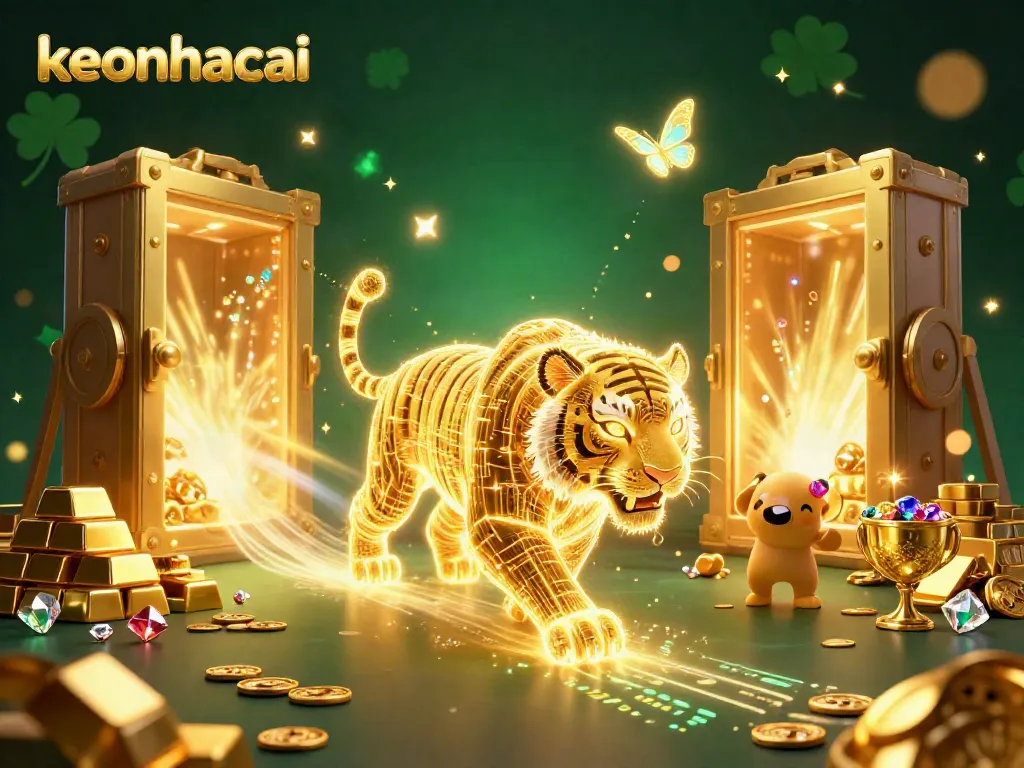 Experience the digital thrill of keonhacai with a vibrant casino scene featuring stunning golden elements.