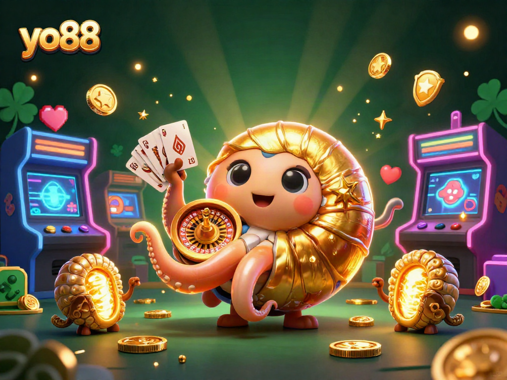 Experience exciting gaming action with yo88 featuring a dazzling nautilus roulette character and vibrant arcade elements.