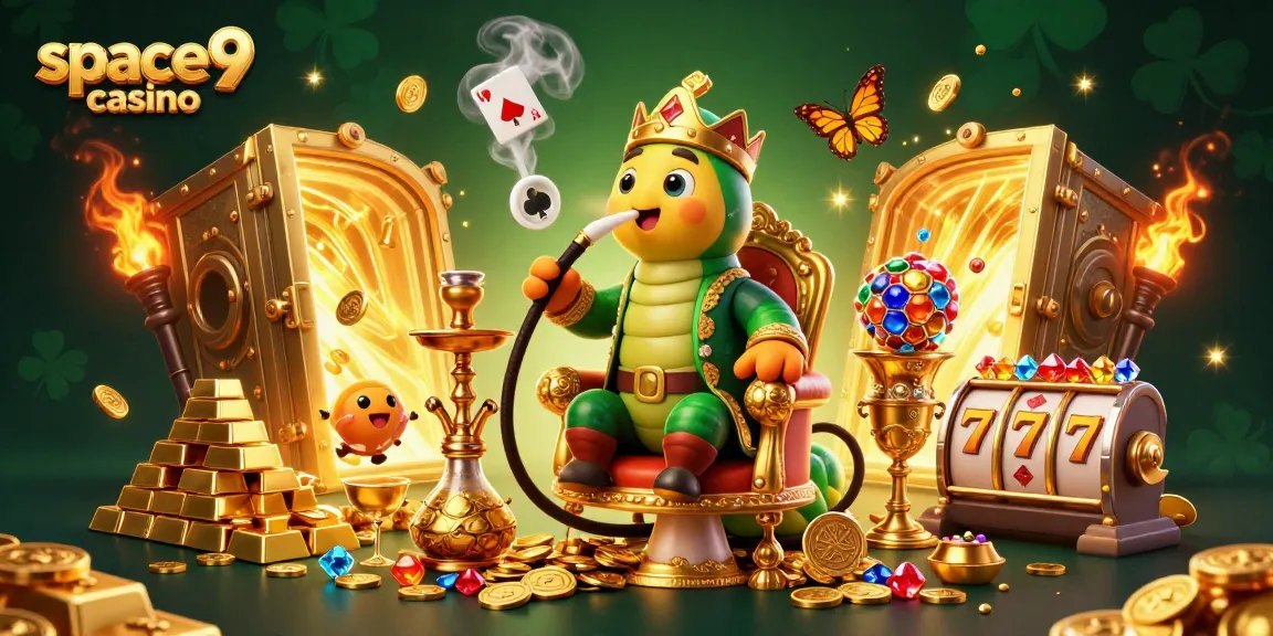 Experience thrilling action at space9 casino with vibrant 3D illustration of unique gaming elements.