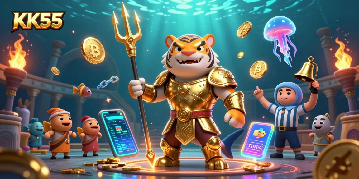 Experience thrilling gameplay at KK55 in this dynamic underwater casino scene.