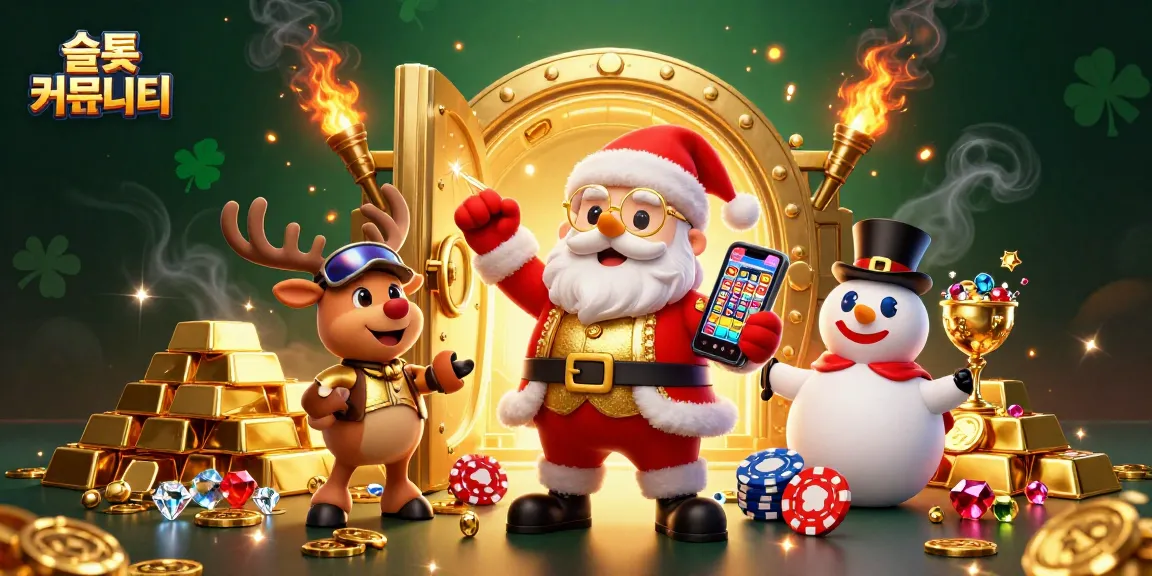 Engage with the vibrant 슬롯 커뮤니티 through a festive 3D casino scene celebrating gambling fun.