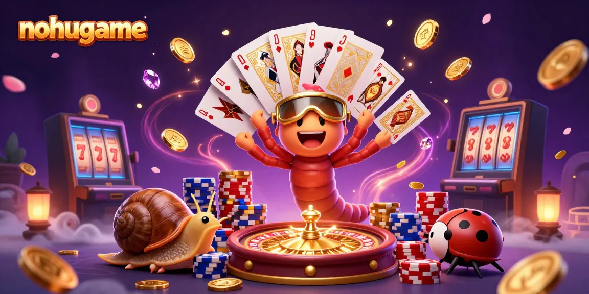 Experience the thrilling action at nohugame with a vibrant 3D illustration of animated casino characters.