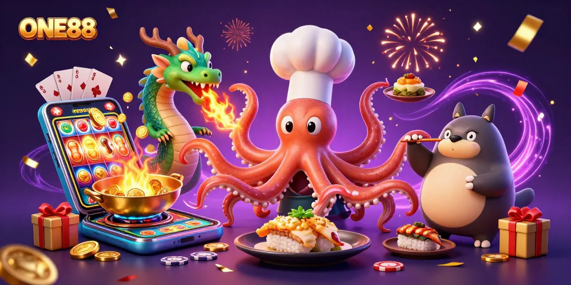 Experience the fun of gaming at ONE88 with vibrant characters and immersive casino elements.