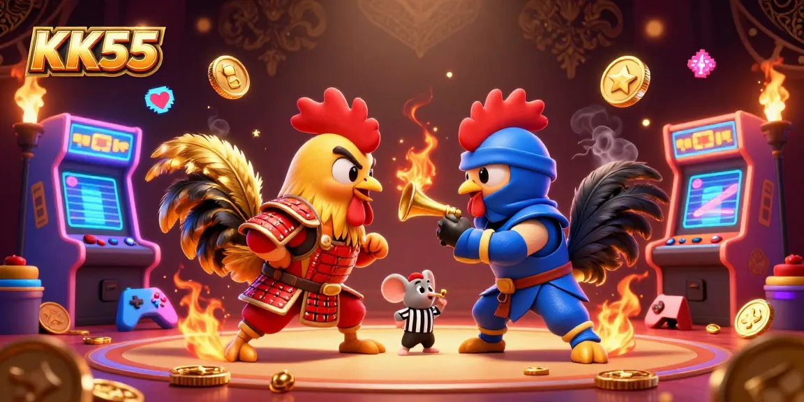 Experience thrilling cockfighting at KK55 with dynamic roosters and vibrant gaming elements!