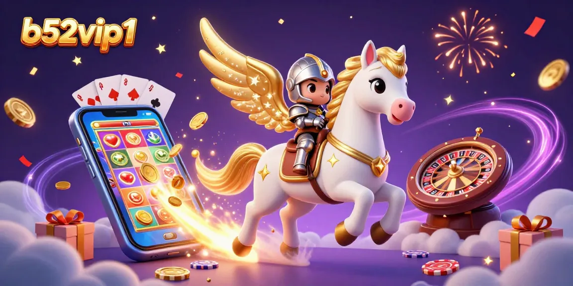 Experience the thrill of winnings with b52vip1 and vibrant gaming elements in this dynamic illustration.