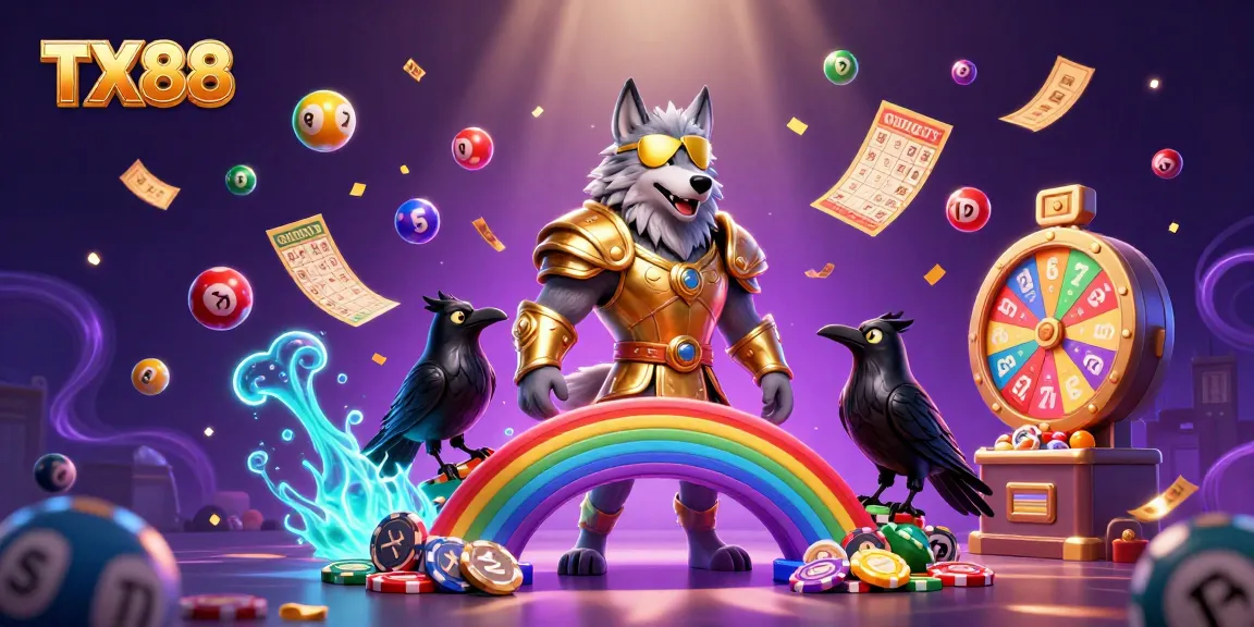 Experience TX88's exciting gaming with animated lottery elements and vibrant casino atmosphere.