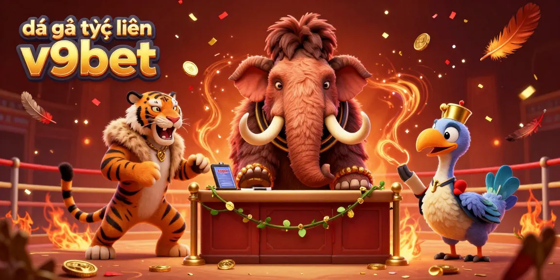 Engage in the thrilling world of đá gà trực tuyến v9bet with vibrant 3D characters and dynamic cockfighting elements.
