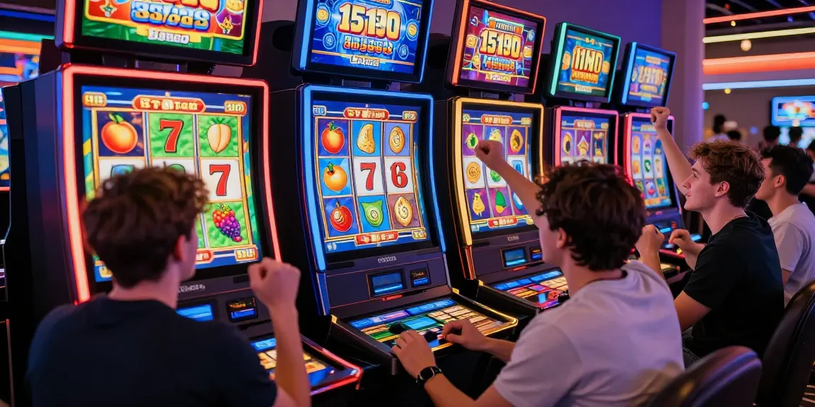 Engaged players enjoying a vibrant online slot gaming environment, celebrating wins and strategizing bets.