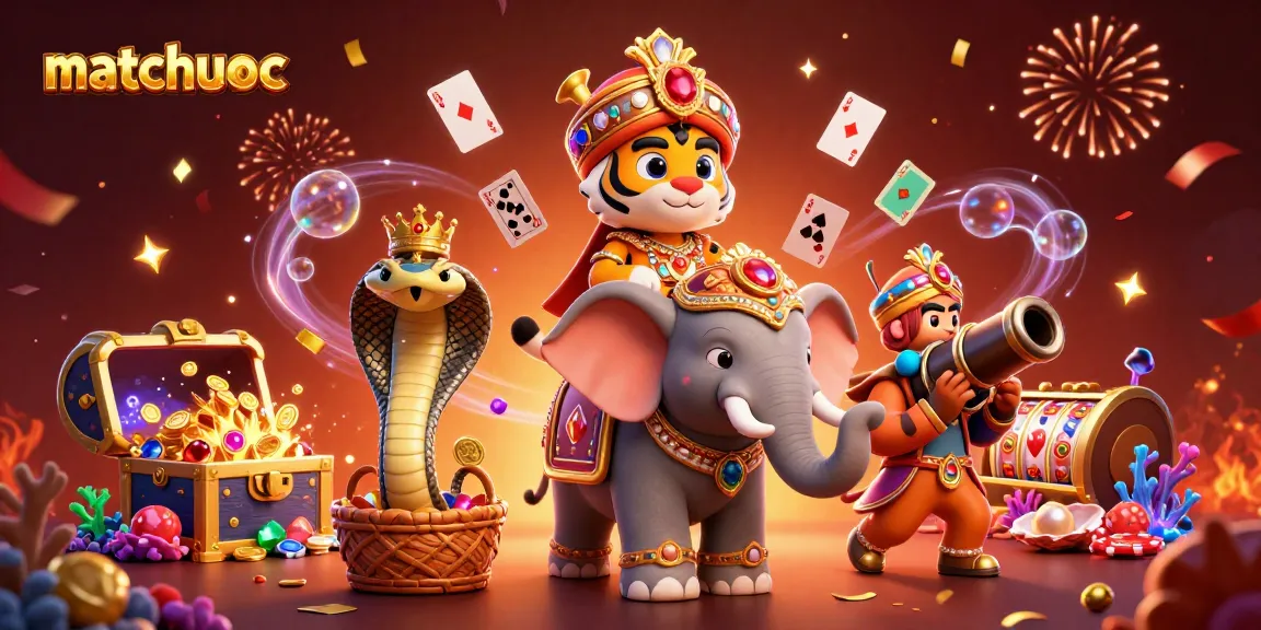 Experience matchuoc with a vibrant casino scene featuring a maharaja tiger and a jewel-encrusted elephant.