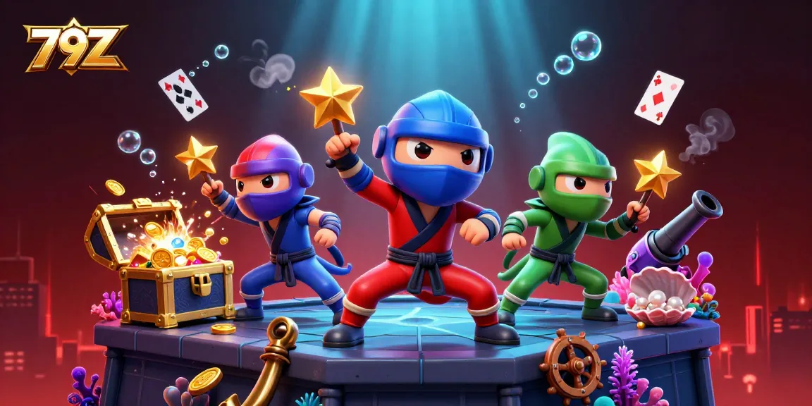Experience thrilling action with 79Z as colorful ninja chameleons unleash their skills amidst coins and treasures.