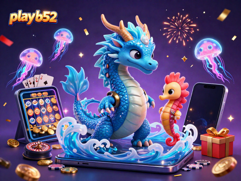 Experience the thrill to play b52 with vibrant characters and exciting casino elements in this colorful digital scene.