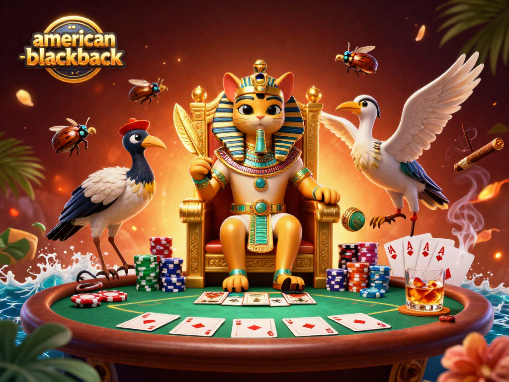 Experience the thrill of american-blackjack with an exciting mix of cards, chips, and iconic symbols.