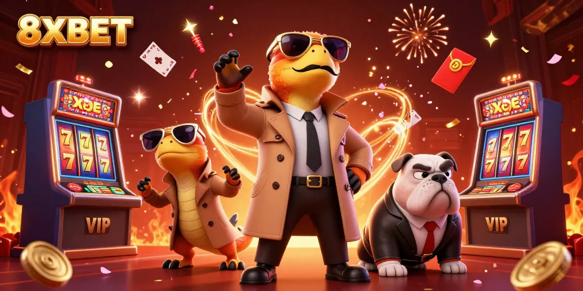 Experience the excitement of 8XBET with cartoon raptors sneaking into a VIP casino lounge.
