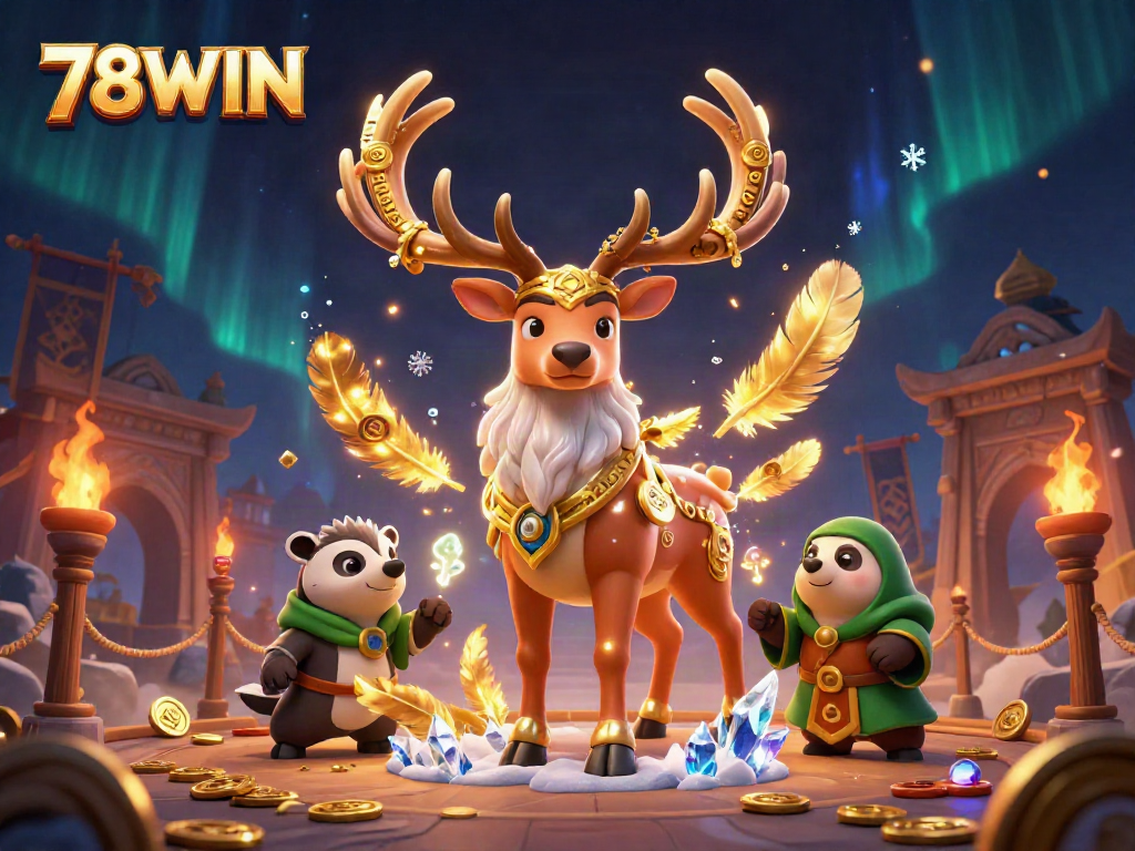 Engage in thrilling games with 78WIN at a vibrant online casino scene featuring mystical elements.