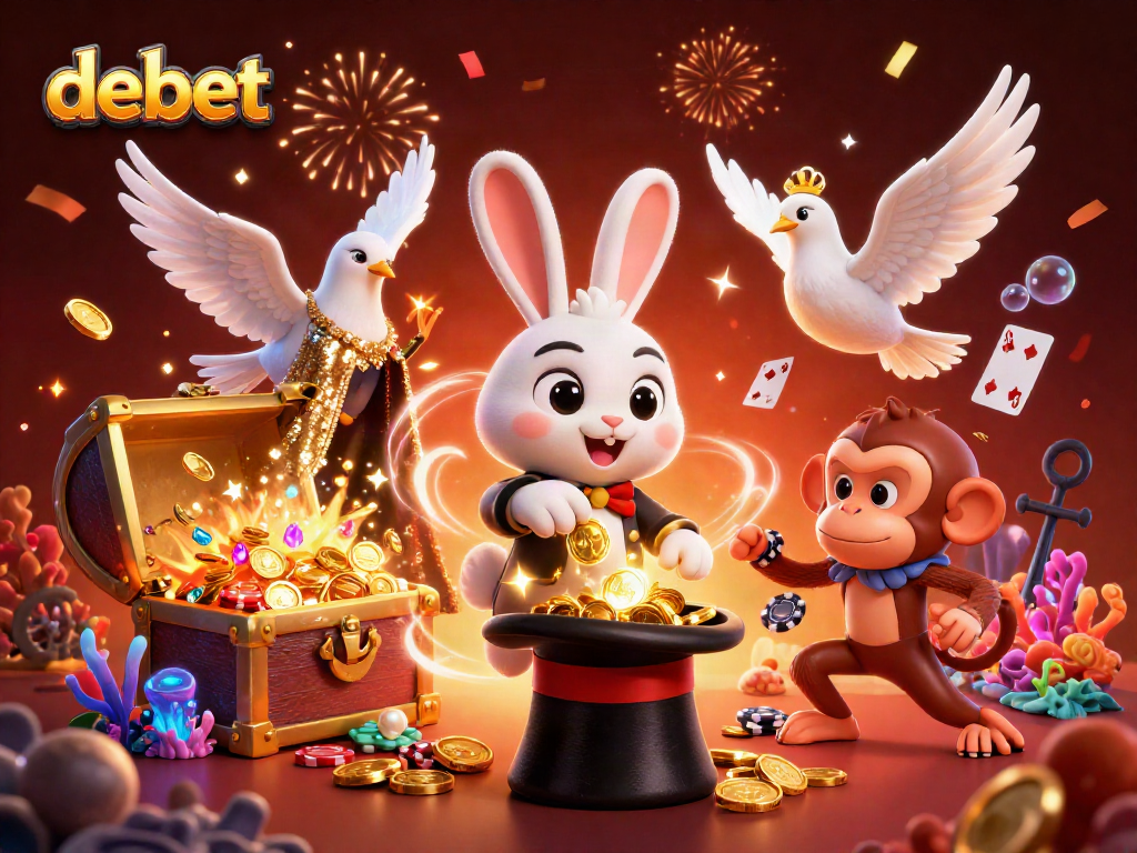 Engage in exciting gameplay at debet with lively casino characters and magical elements.