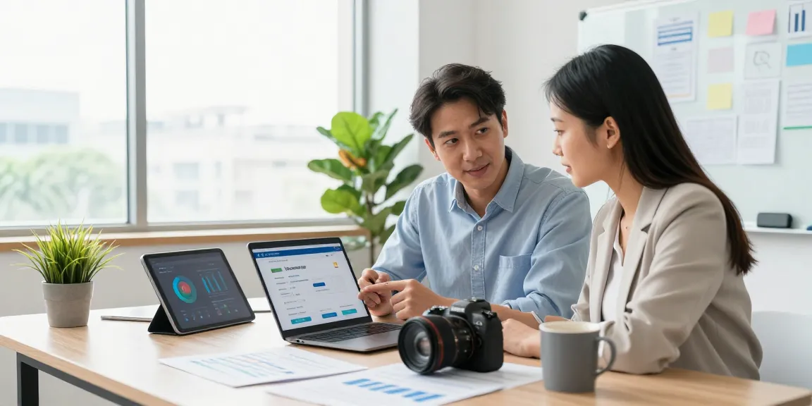 Discussing an online payment gateway solution in a modern office.