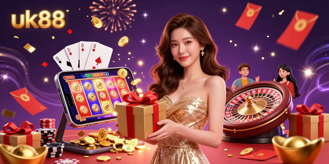 Experience thrilling wins at uk88 with festive casino games, golden coins, and vibrant energy.