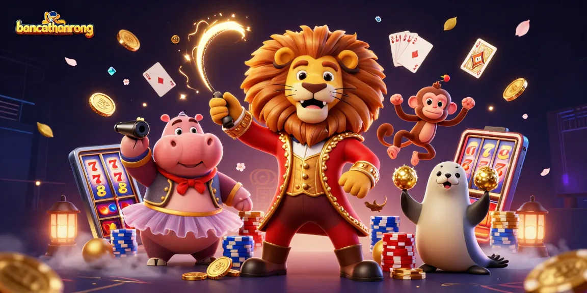 Bancathanrong showcases a vibrant casino scene with animated characters and gambling elements.