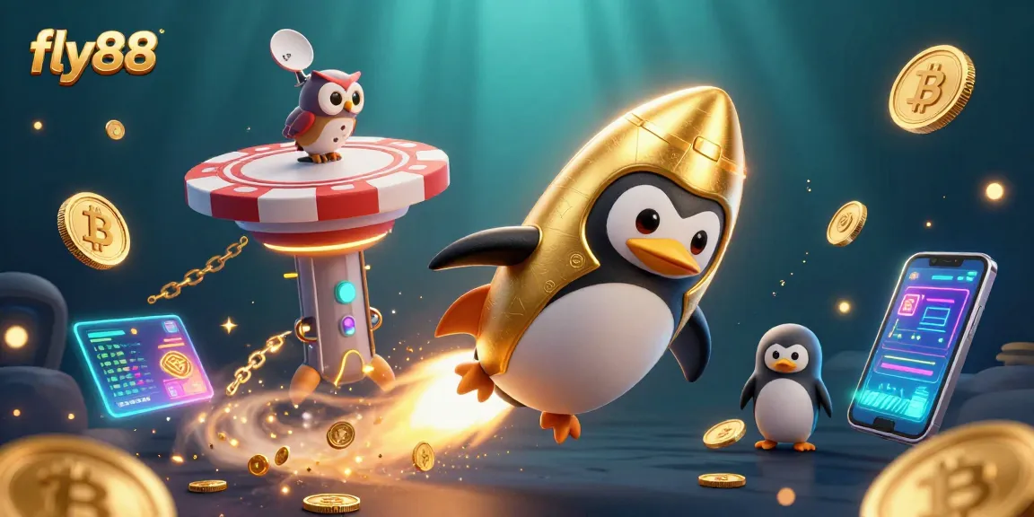 Experience the excitement at fly88 with a vibrant 3D casino-themed illustration showcasing unique gaming elements.