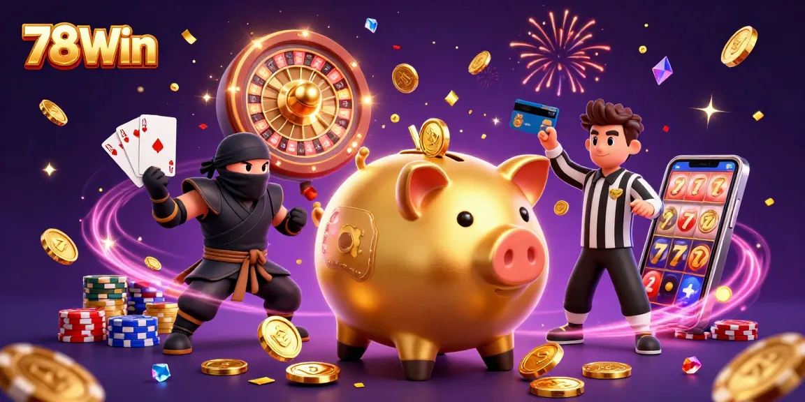 Experience the thrill of winning big at 78Win with a dynamic scene of casino excitement.
