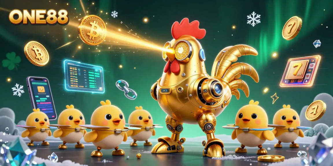 Engage with ONE88's vibrant 3D casino scene featuring crypto elements and enchanting characters.