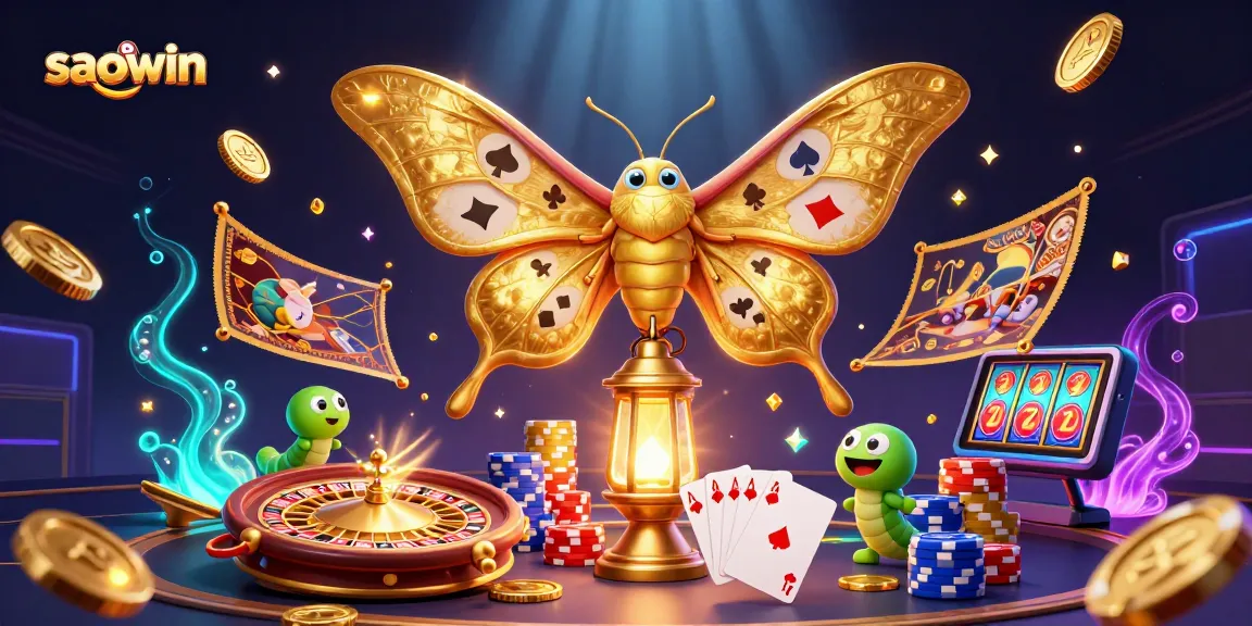 Experience the excitement of Saowin with vibrant casino-themed 3D illustration highlighting captivating elements.