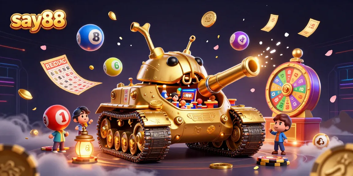 Experience thrilling gaming action at say88 with an exciting casino illustration featuring a golden beetle tank.