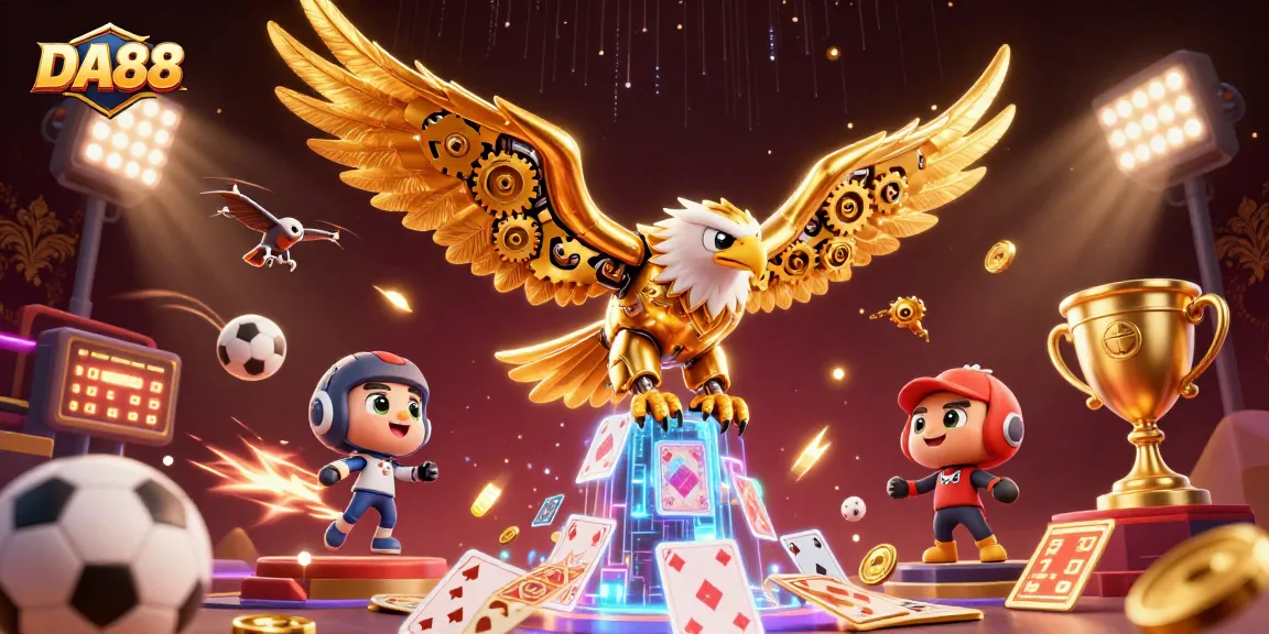 Engage in thrilling online betting strategies with DA88, depicted in a vibrant 3D casino scene.
