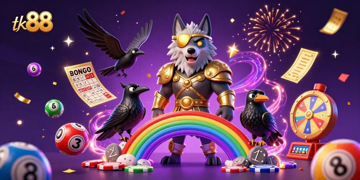 Engage with the dynamic world of tk 88, featuring a colorful representation of a casino scene with Odin and ravens