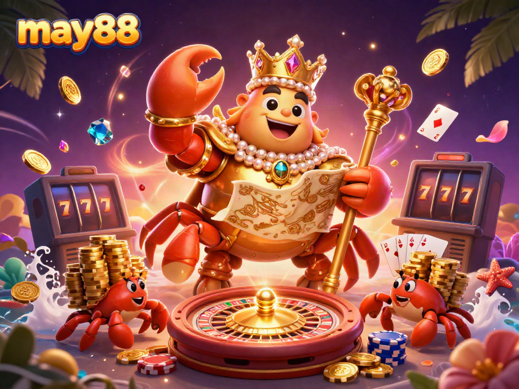 Engage in thrilling gameplay at may88 with a golden crab emperor and treasure as rewards await.