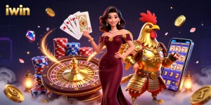 Experience excitement at iwin with a glamorous casino scene filled with vibrant games and 3D characters.