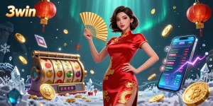 Engage in thrilling casino experiences with 3win featuring slot games, golden coins, and vibrant designs.