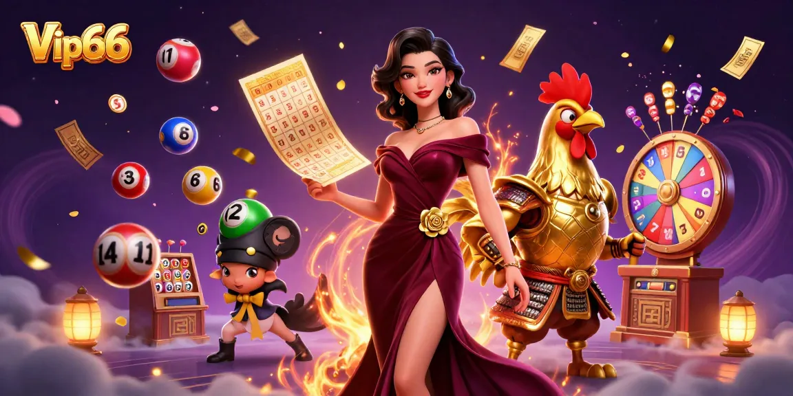 Experience dynamic gameplay at Vip66 with vibrant lottery elements and glamorous characters.