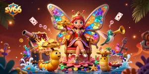 Experience thrilling casino adventures at sv66 with a vibrant illustration of royal characters and gambling elements.